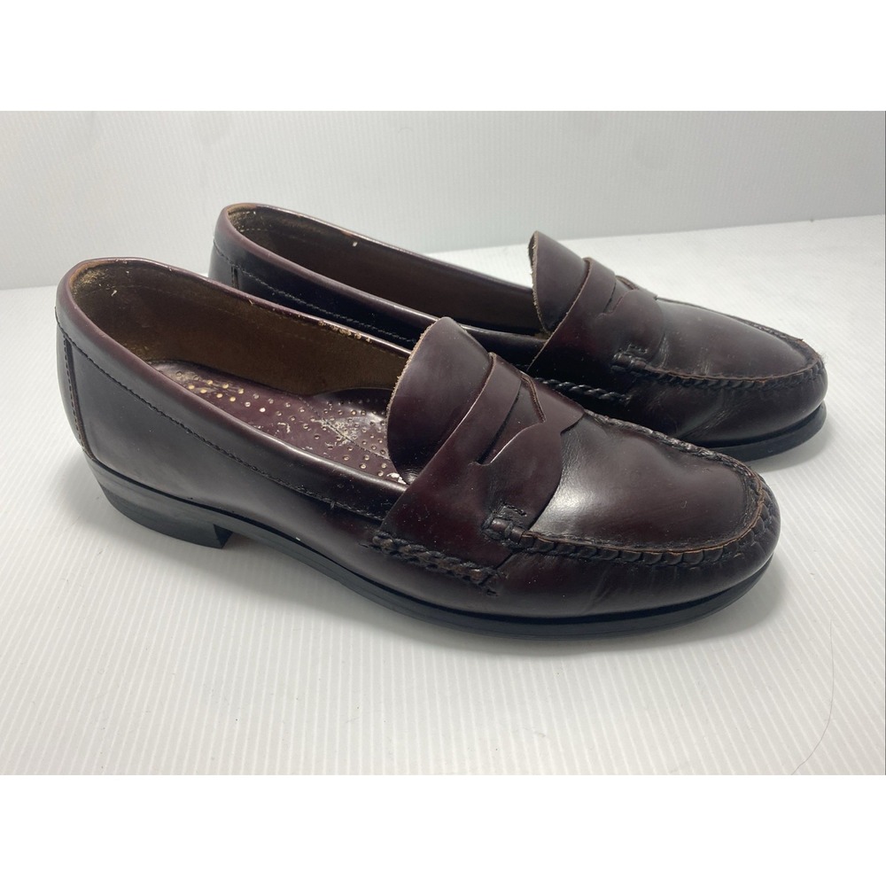 Vintage 90s GH Bass Weejuns Size 9.5DPenny Loafers Burgundy Leather USA Made #D